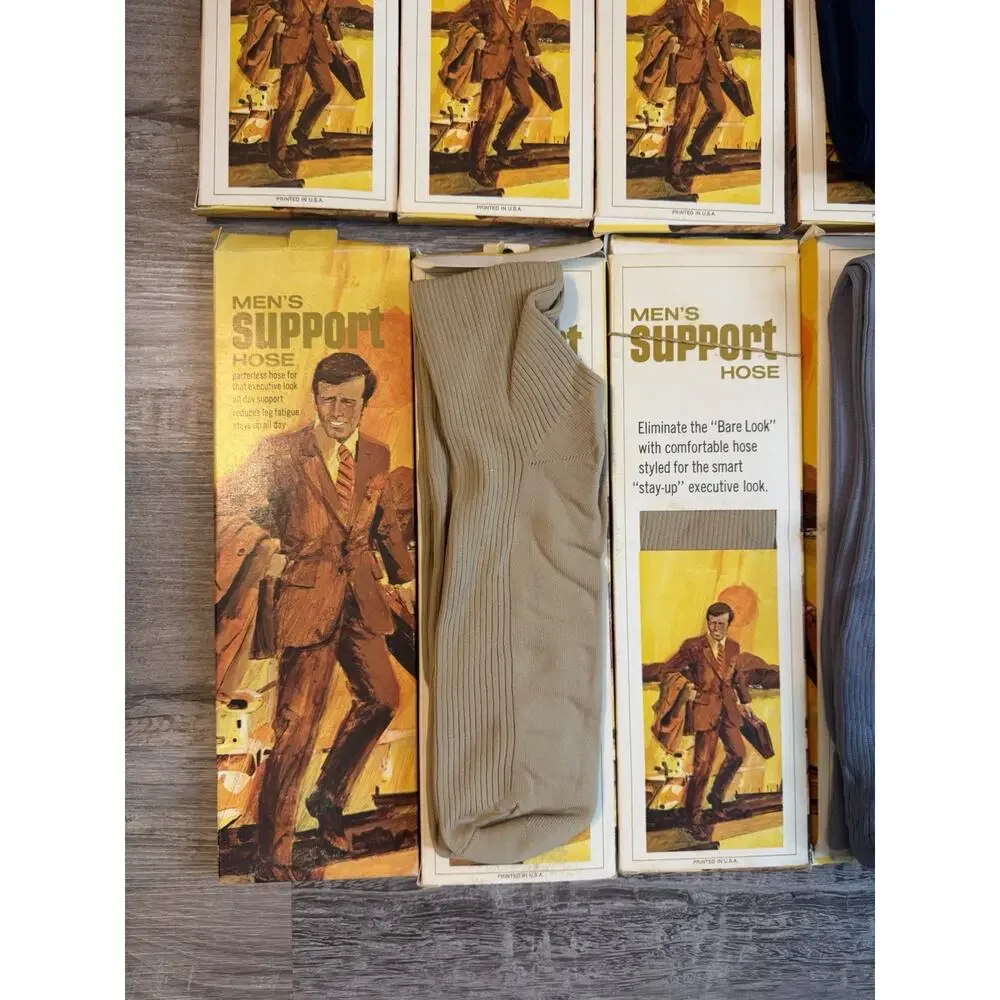 Vintage Men’s Support Hose Lot of 12 NOS New Old Stock Made in USA 70s 80s